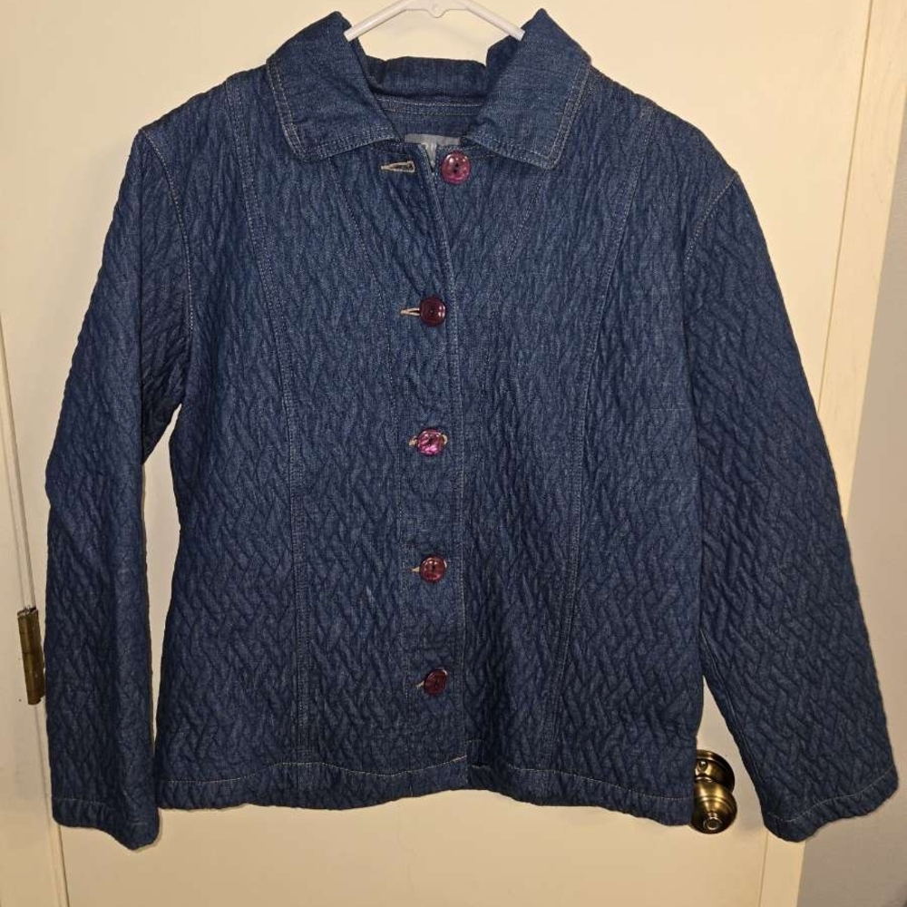 Koret Blue Quilted Jean Jacket with Buttons
